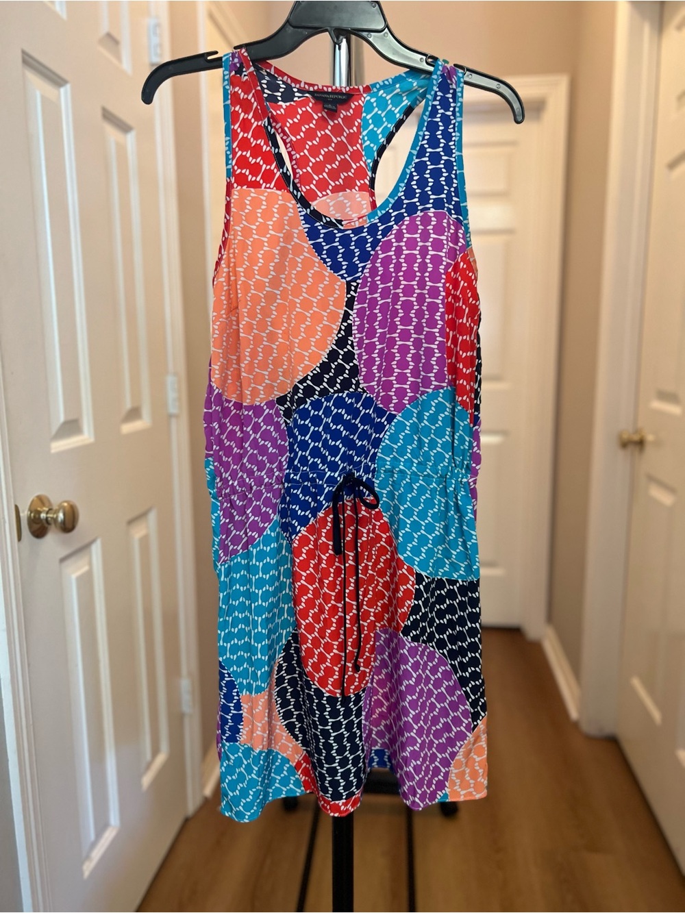 Banana Republic Red & Teal Patterned Tank Dress